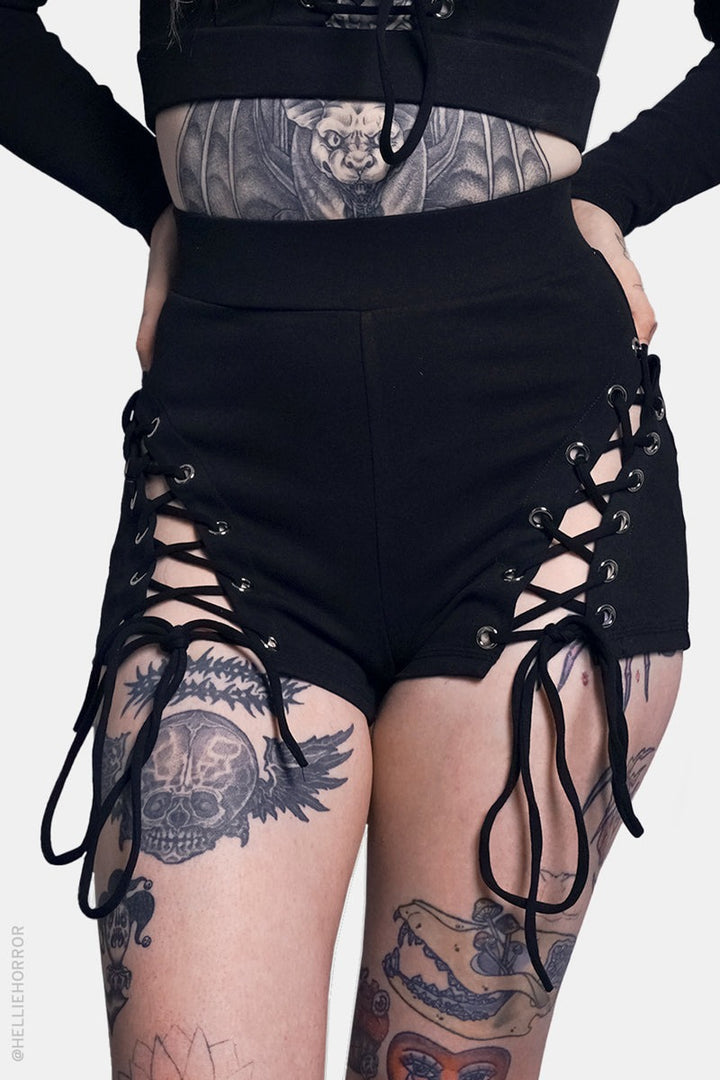 womens lace-up corset hot shorts