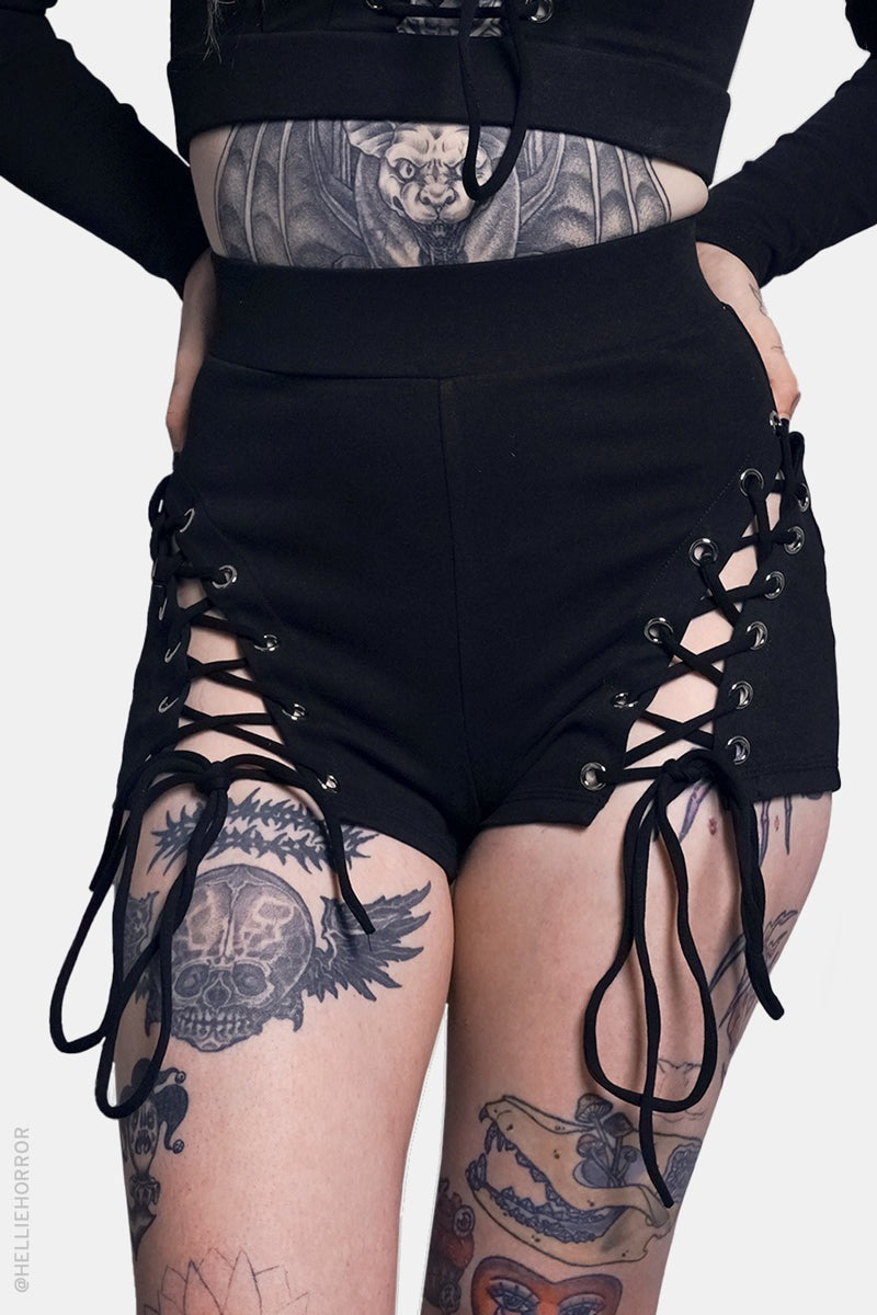 womens lace-up corset hot shorts