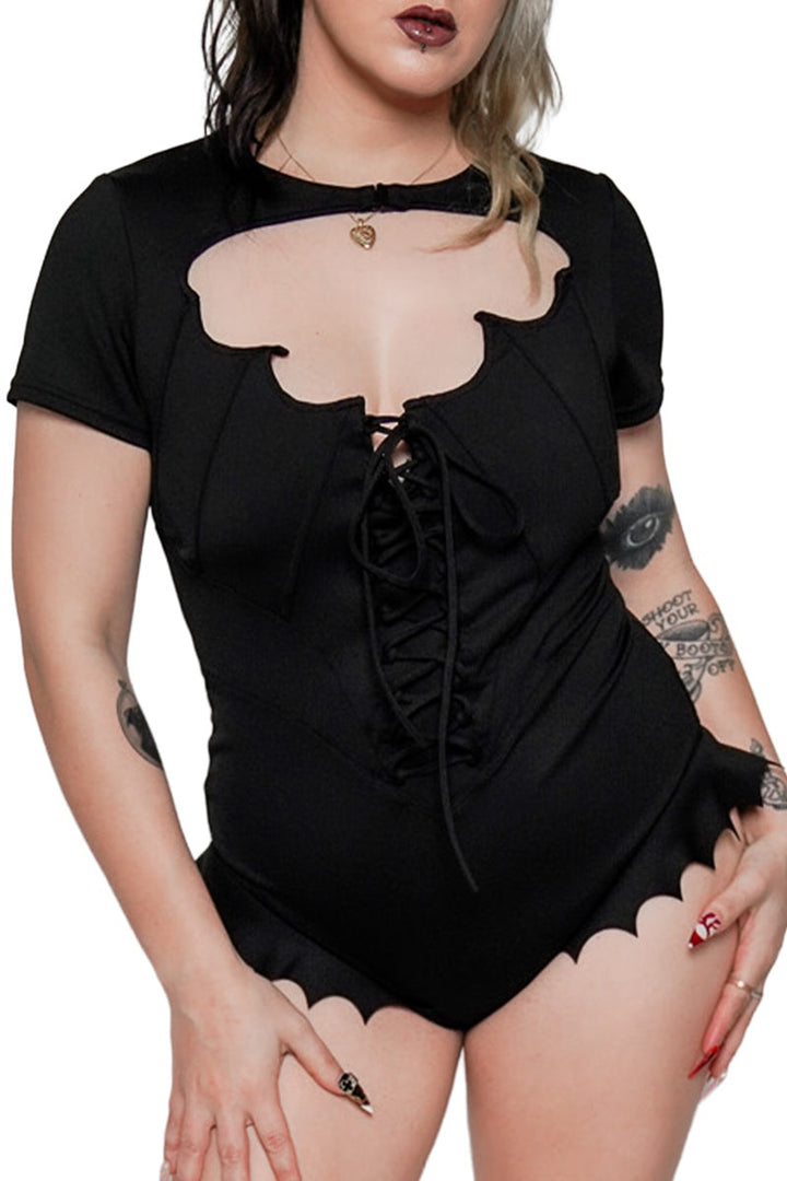 lace-up womens batwing swimsuit 