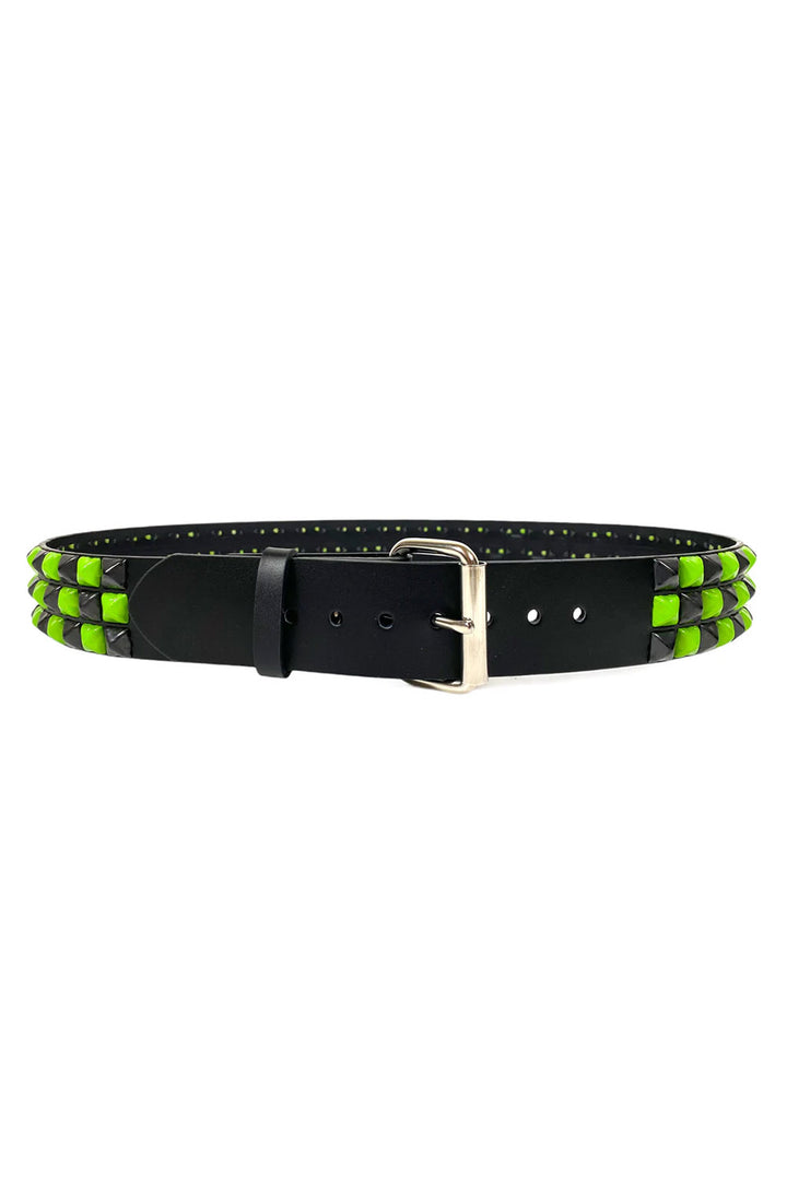 emo leather green and black checkered belt