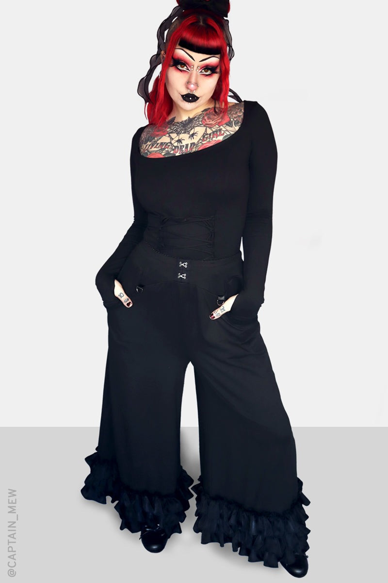 womens gothic ruffled bloomer pants