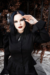 gothic peplum button-up top for women
