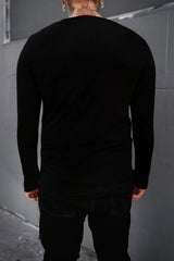 plus size mens black long sleeve cotton shirt with thumbholes