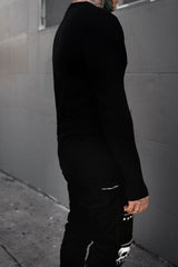 mens emo black long sleeve cotton shirt with thumbholes