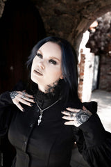 womens goth victorian blouse with buttoned front