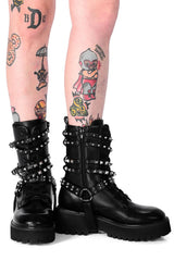 Brody Womens Studded ZIpper Combat Boots