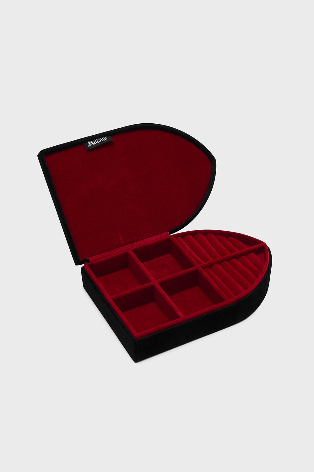 embroidered arched gothic cathedral jewelry box by killstar with red velvet interior 
