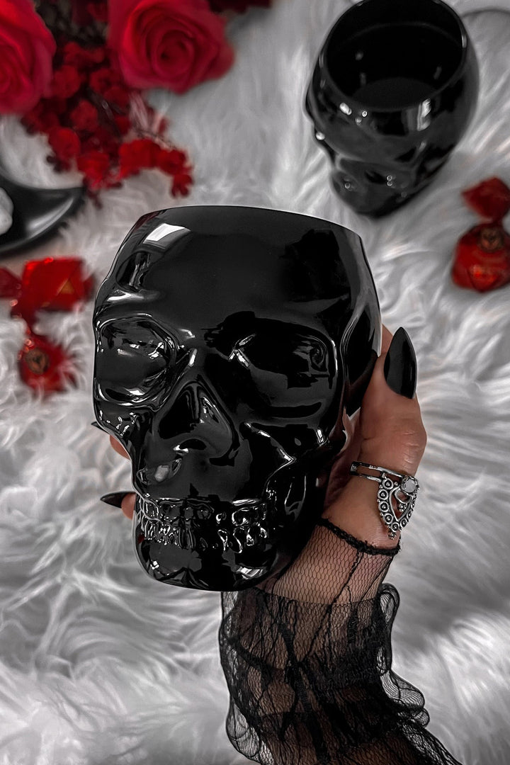 goth skull drinking glass