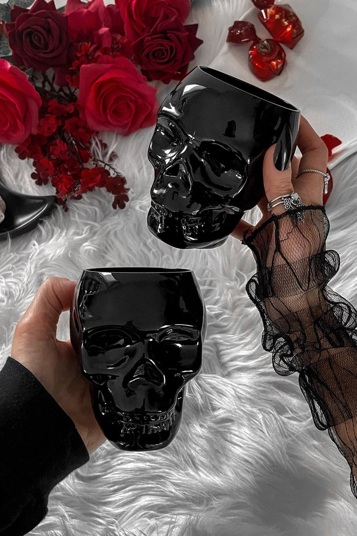 black skull shaped cup
