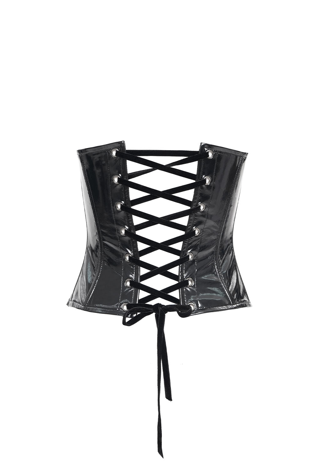 Black patent leather corset