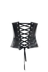 Black patent leather corset