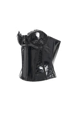 Faux patent leather black corset