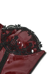 Shiny faux patent leather corset set