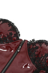 Red leather corset with lace