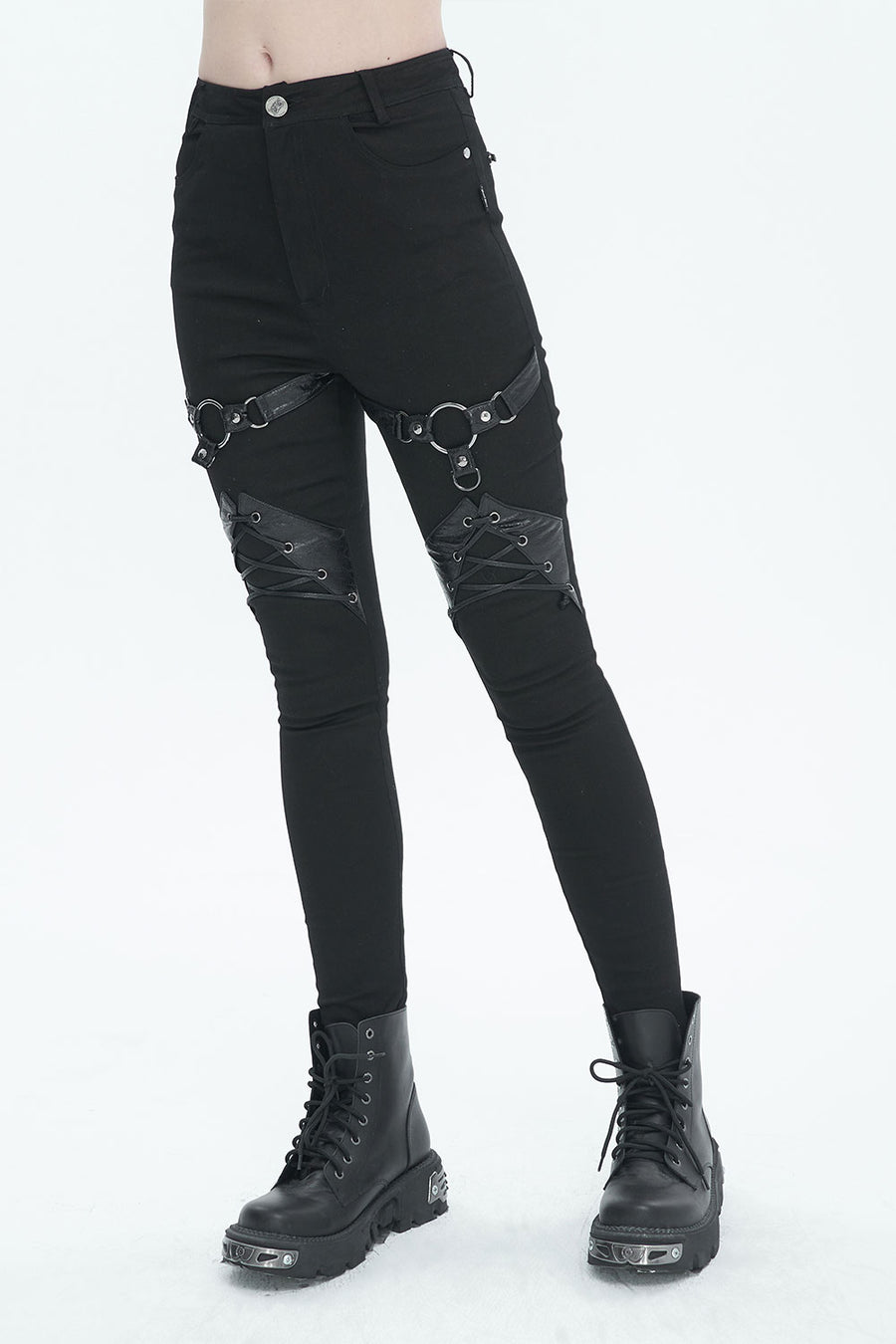 Womens punk black fitted pants