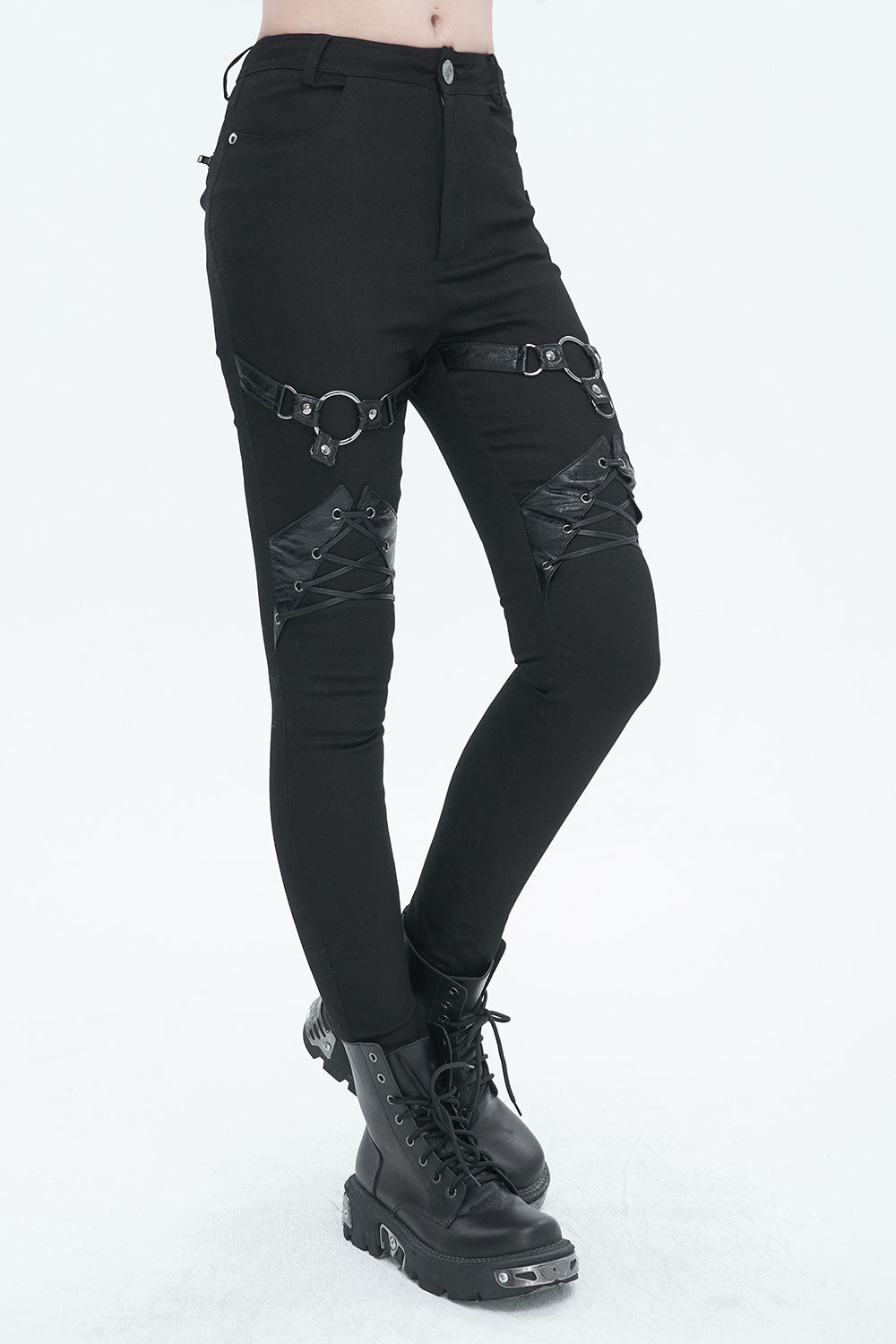 Devil Fashion womens black punk pants
