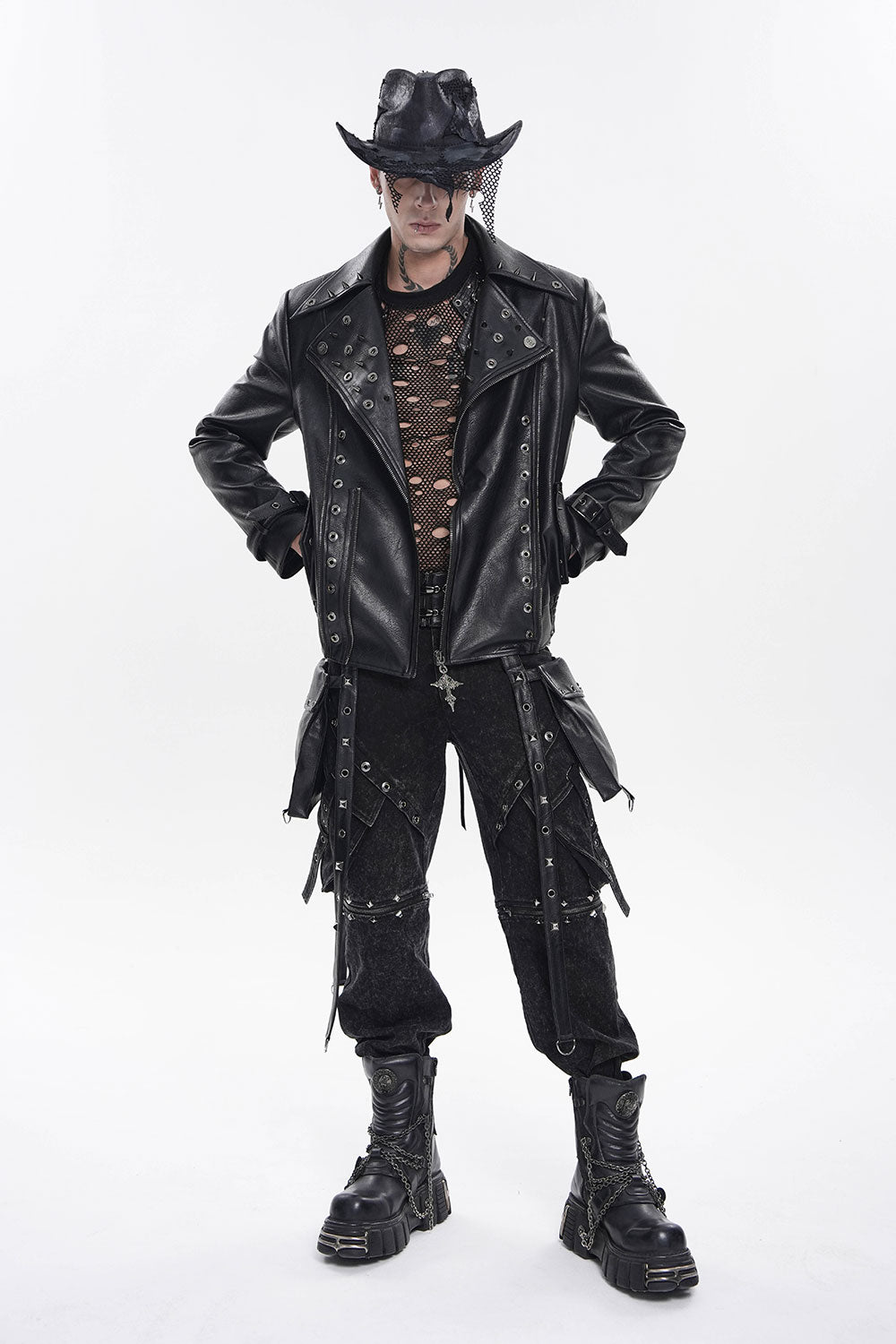 Mens waist length punk jacket