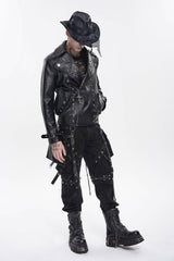 Mens punk jacket with buckles