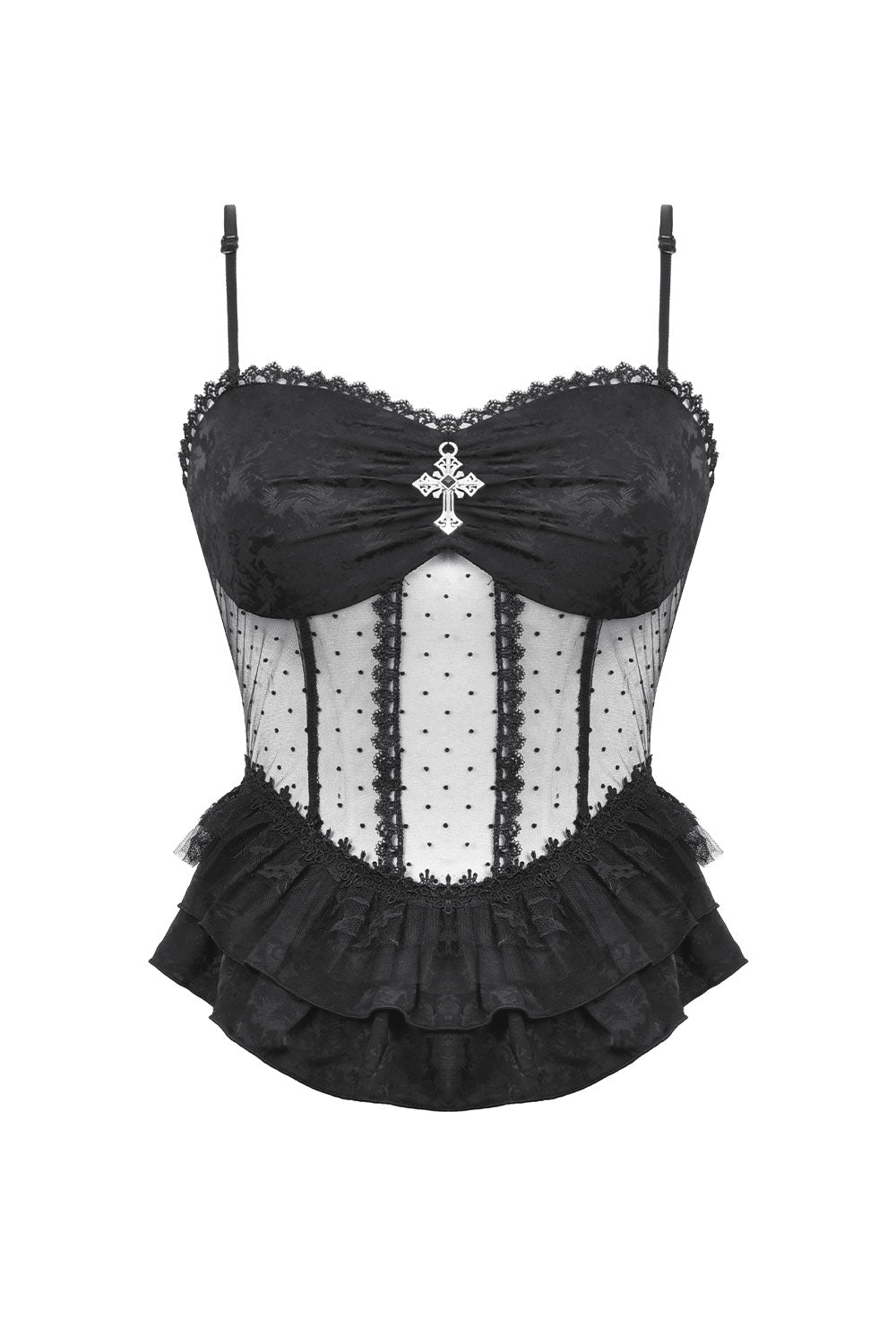 Dark in Love tank top with pendant and lace detail