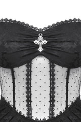 Corset style top with lace fringe and mesh