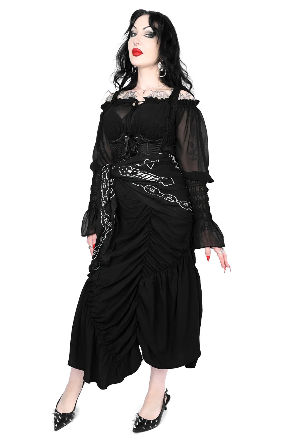 Foxblood Cara Skirt Black Goth Skirt with Zipper