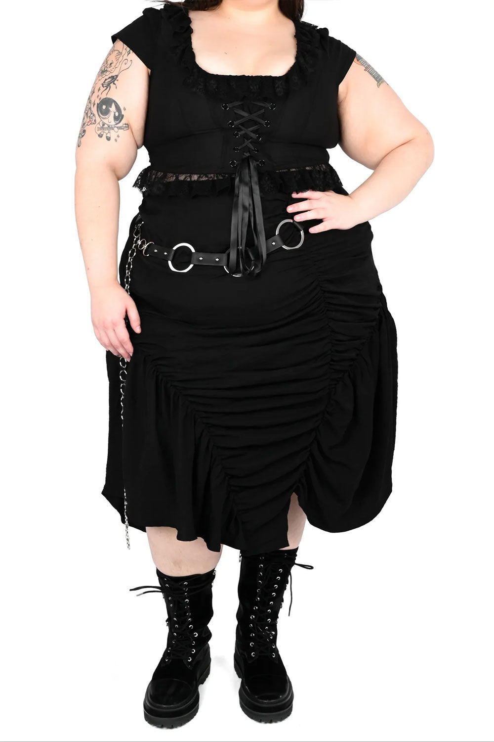 Black Goth Plus Size Foxblood Cara Skirt