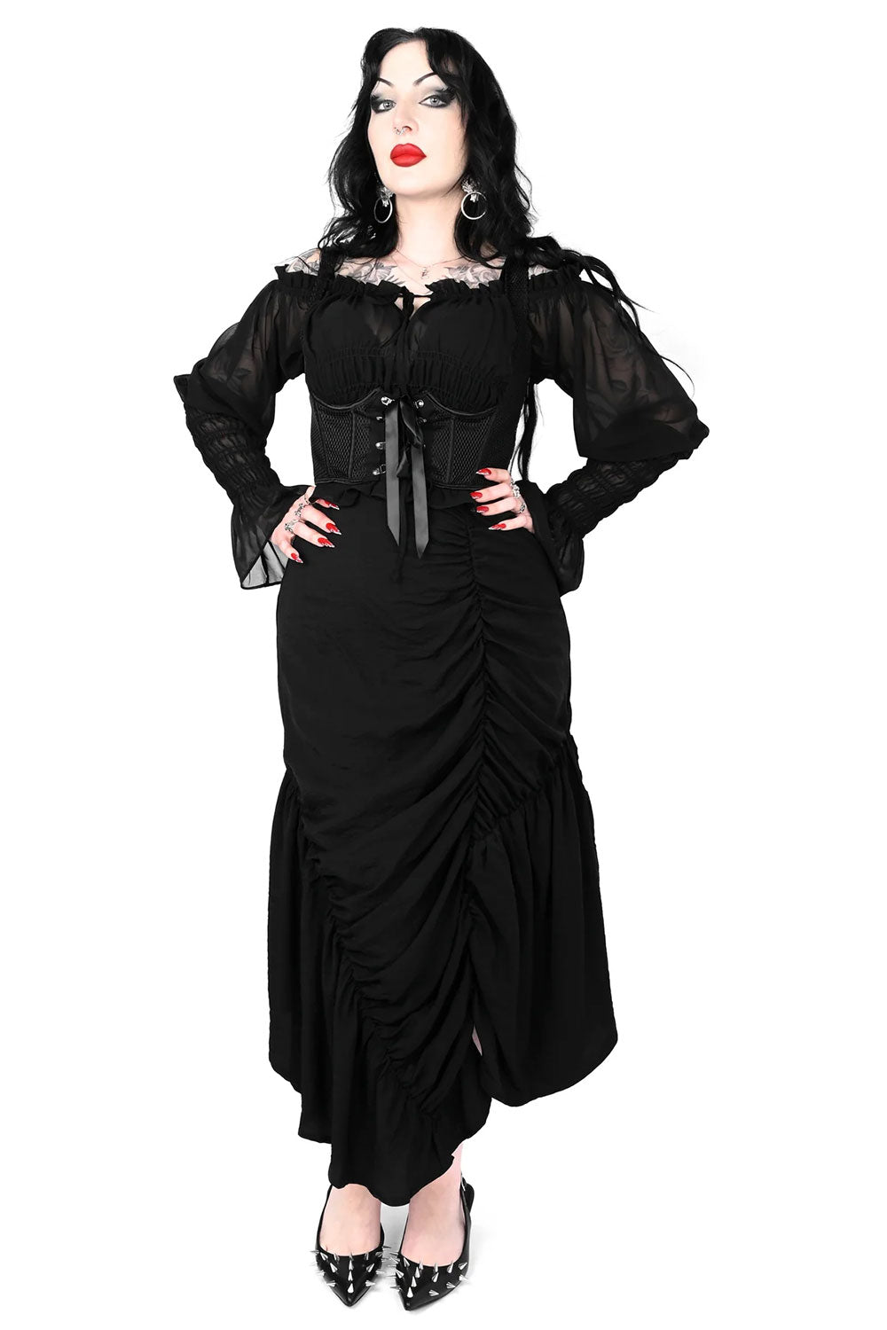 Goth Full Length Cara Skirt Black