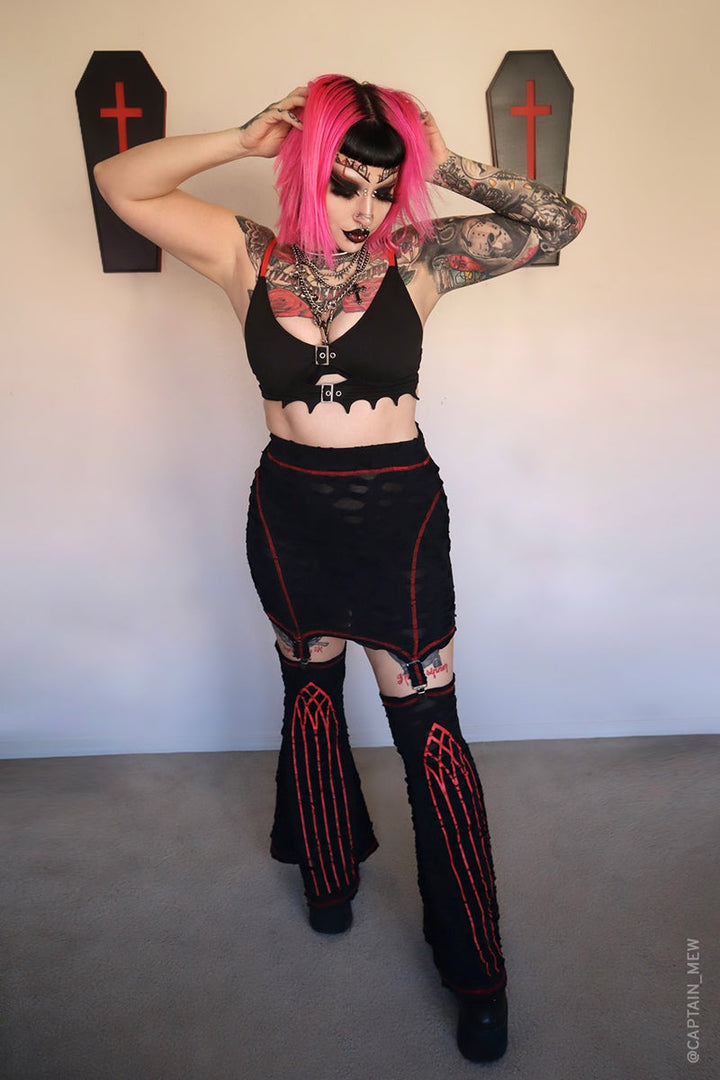 sexy goth distressed bodycon skirt