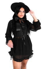Womens goth chiffon Anya dress from Foxblood