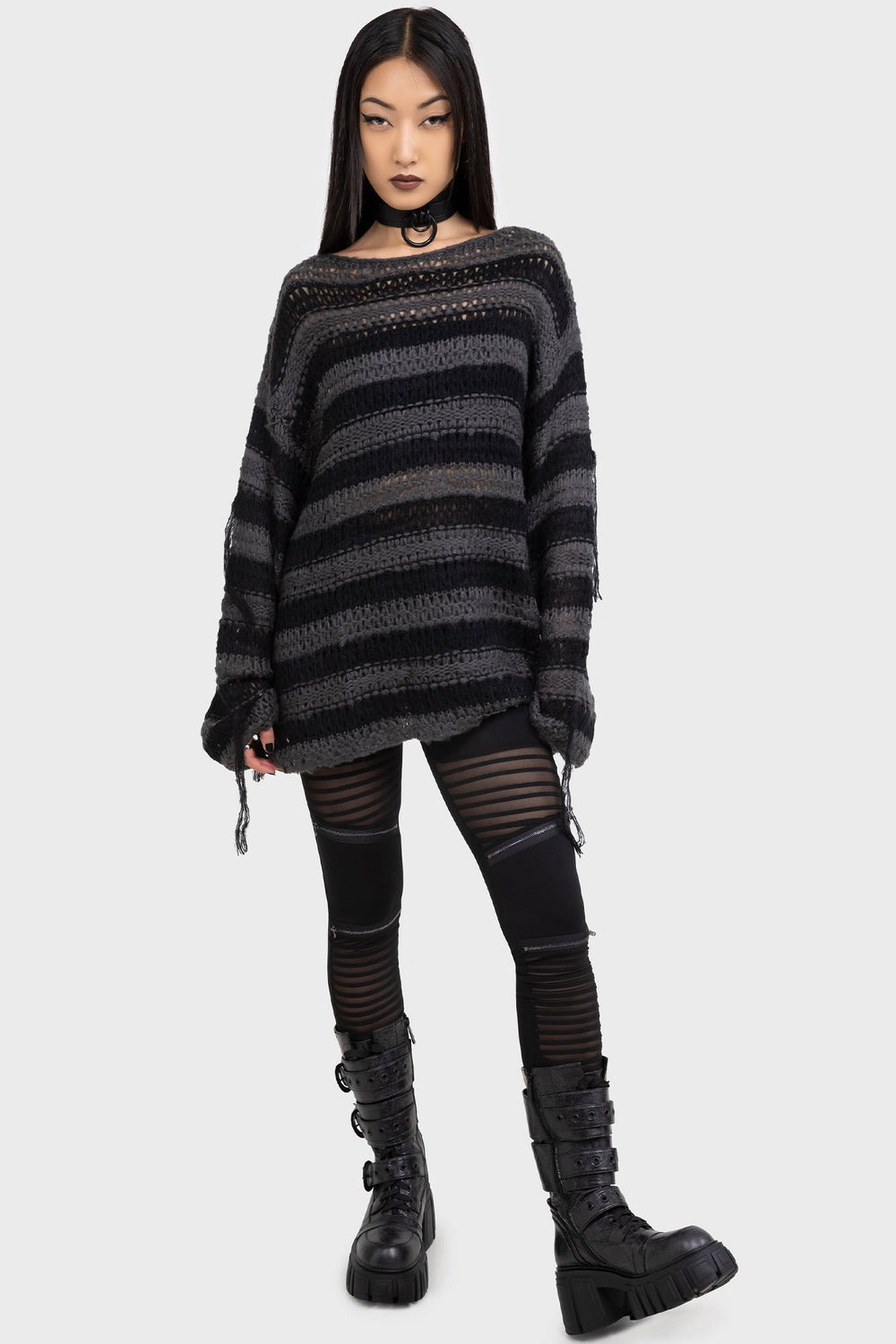 womens cut-out mesh gothic leggings