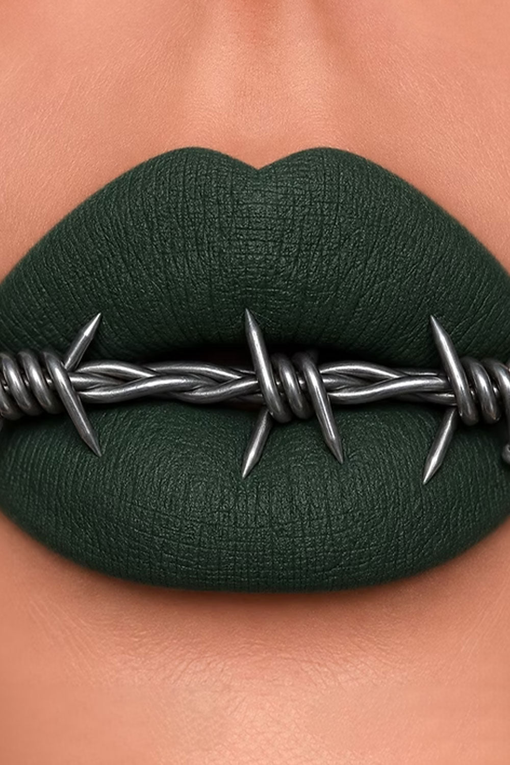Bold matte green lip color from Curst Beauty