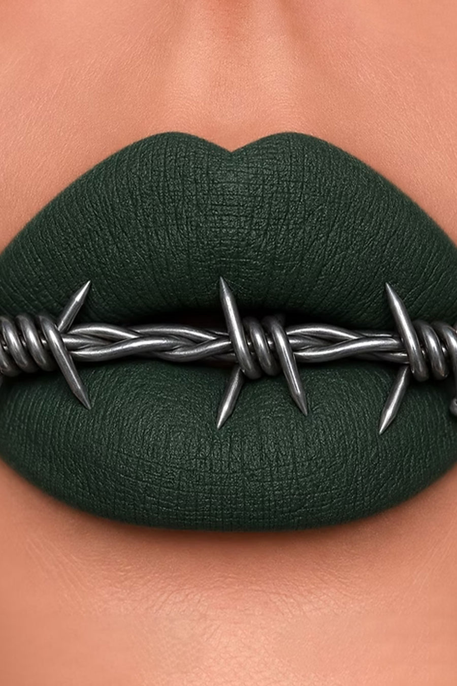 Bold matte green lip color from Curst Beauty