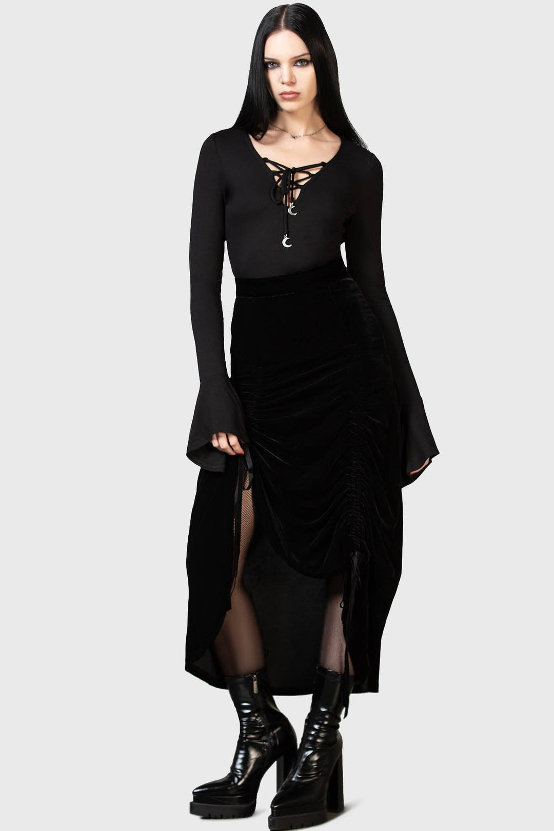 high waisted gothic maxi skirt
