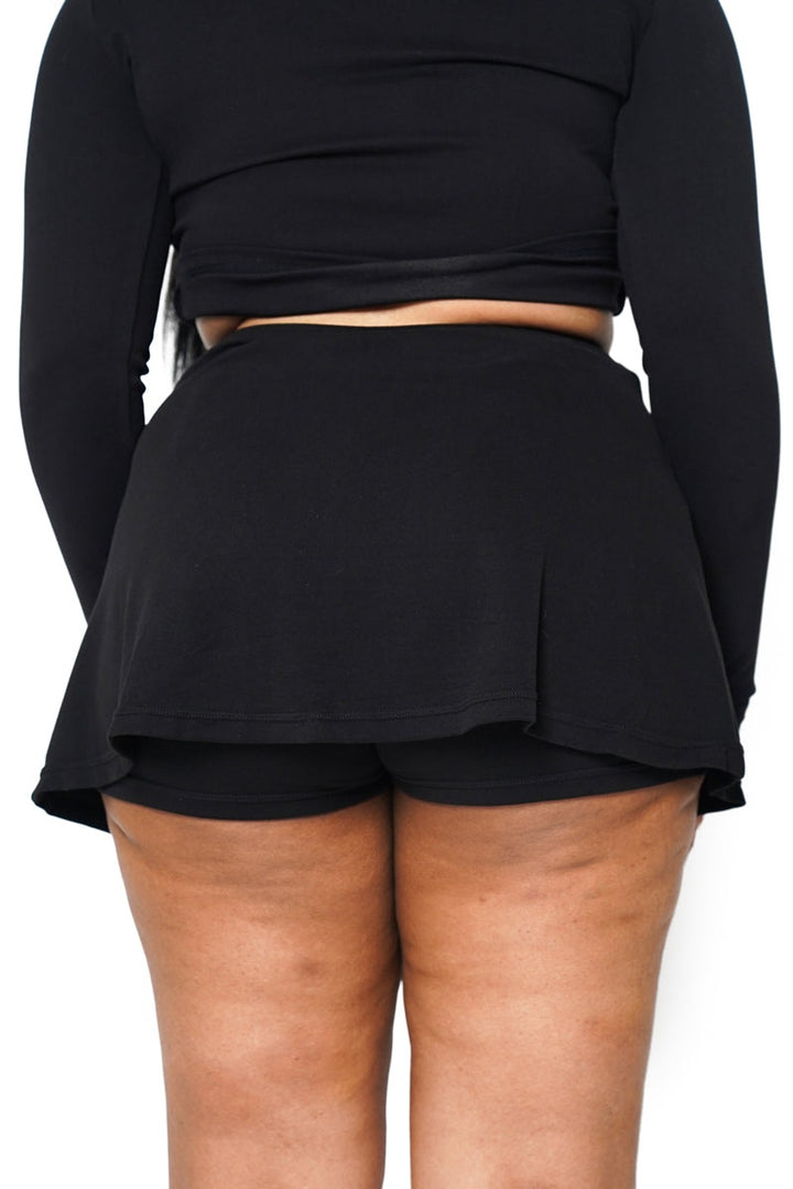womens black skort with built-in shorts by forest ink