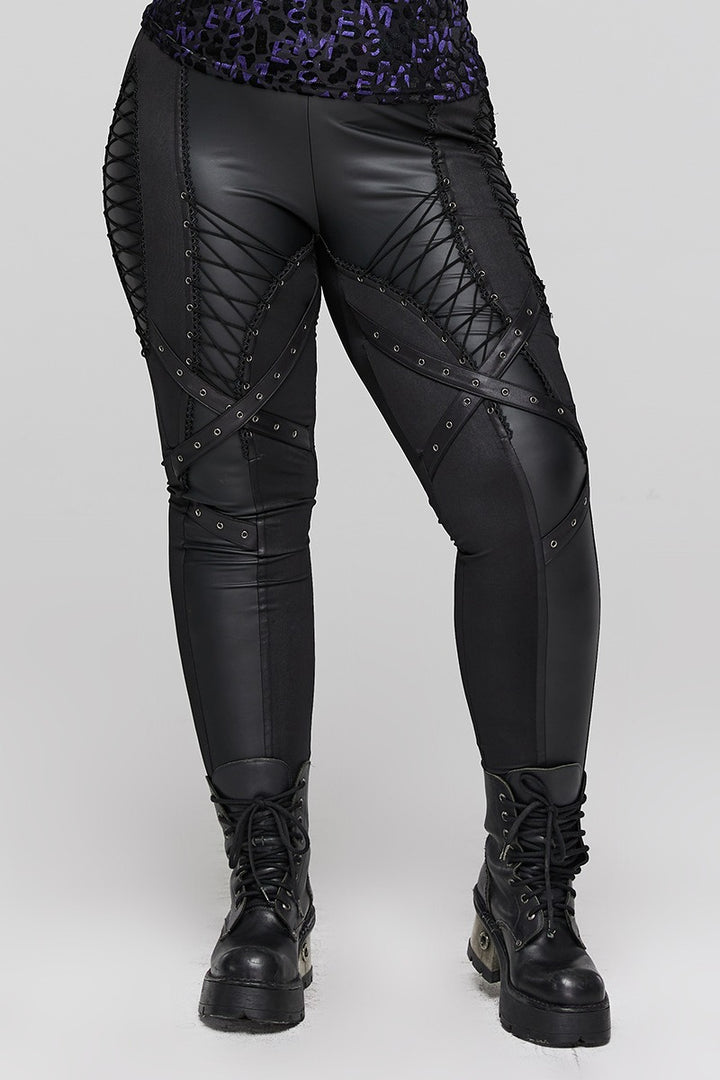 gothic high-wasted punk laced-up pants