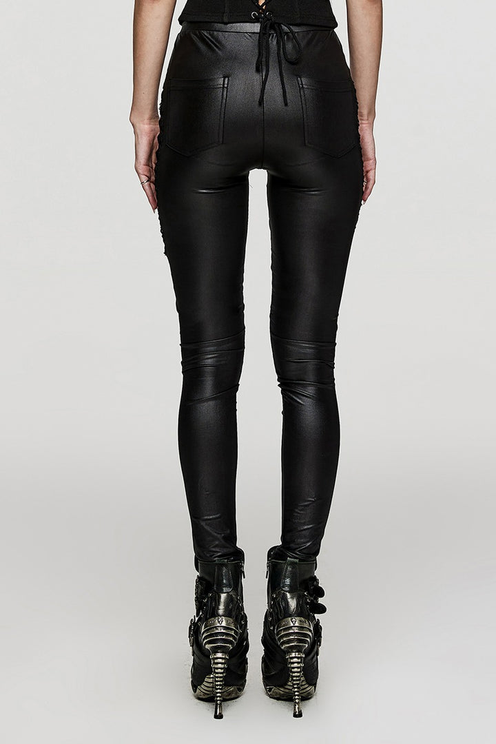 womens emo leggings made of vegan leather