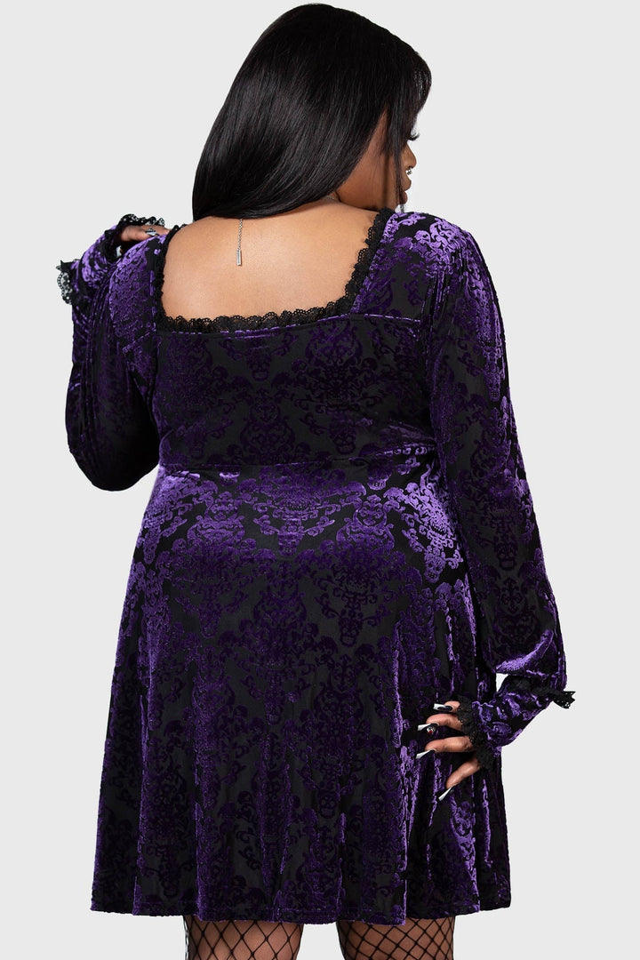 a-line gothic purple velvet dress