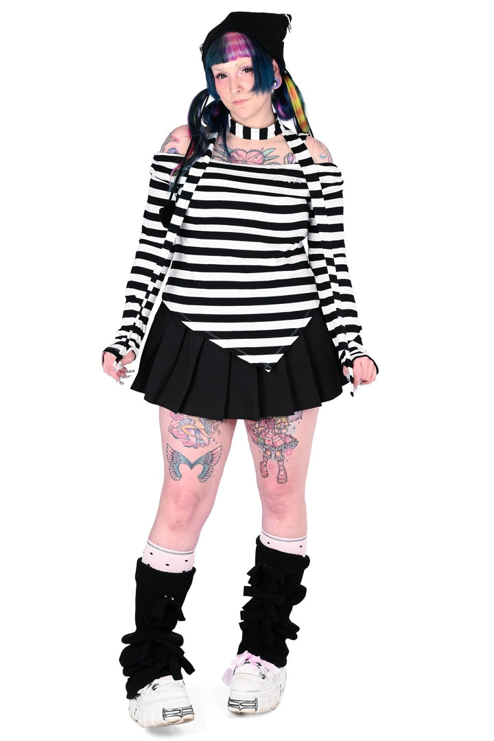 plus size womens black and white striped asymmetric top
