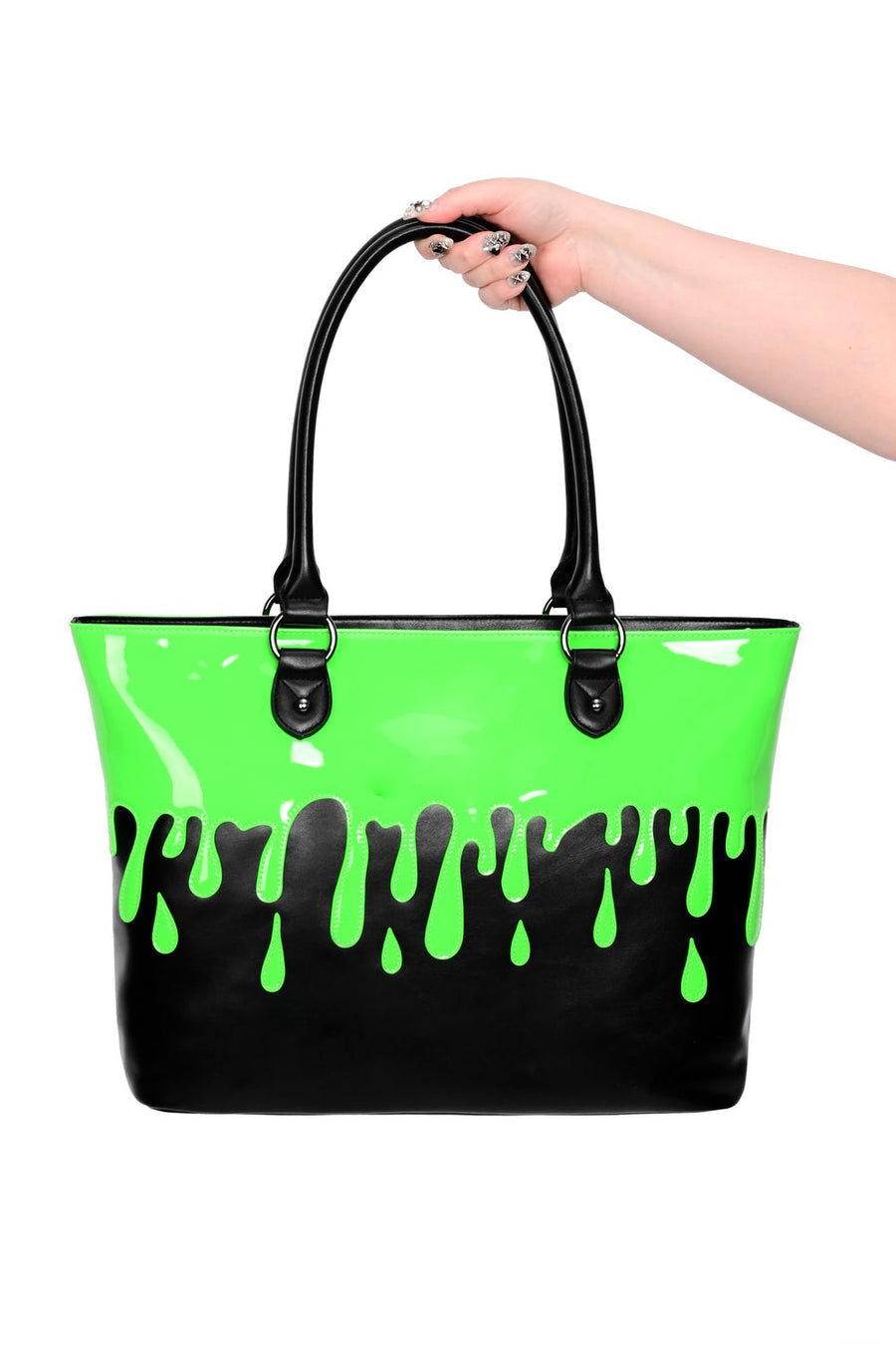 black and green slime tote bag