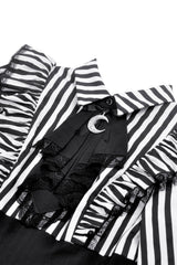 Striped dress with lace and ribbon detail
