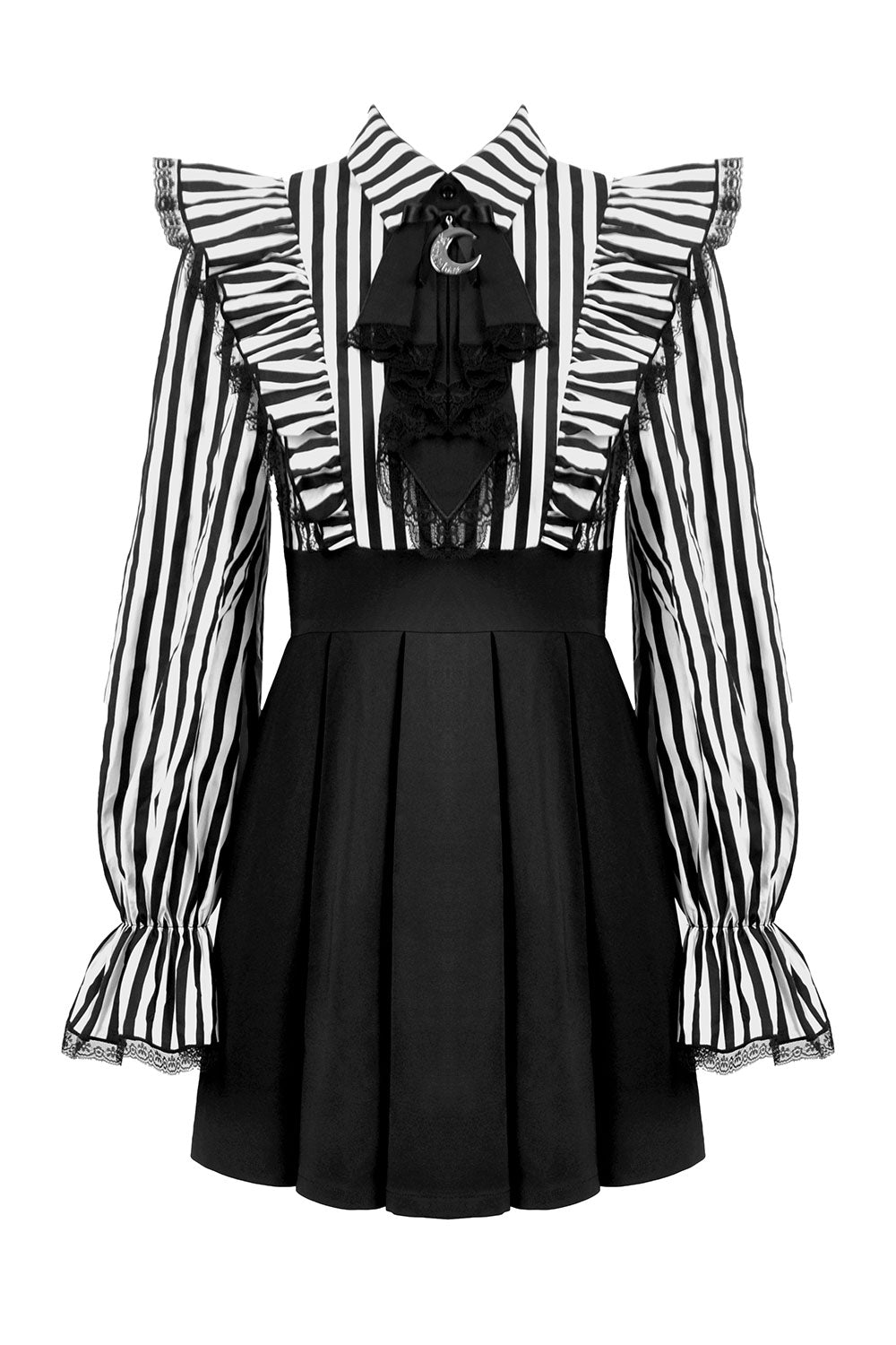 Womens striped dress with moon pendant