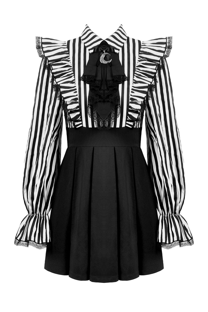 Womens striped dress with moon pendant