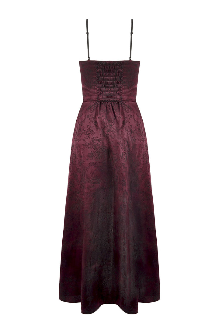 Womens asymmetrical red and black dress with lace detail