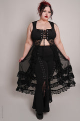 gothic plus size long mesh lace cardigan