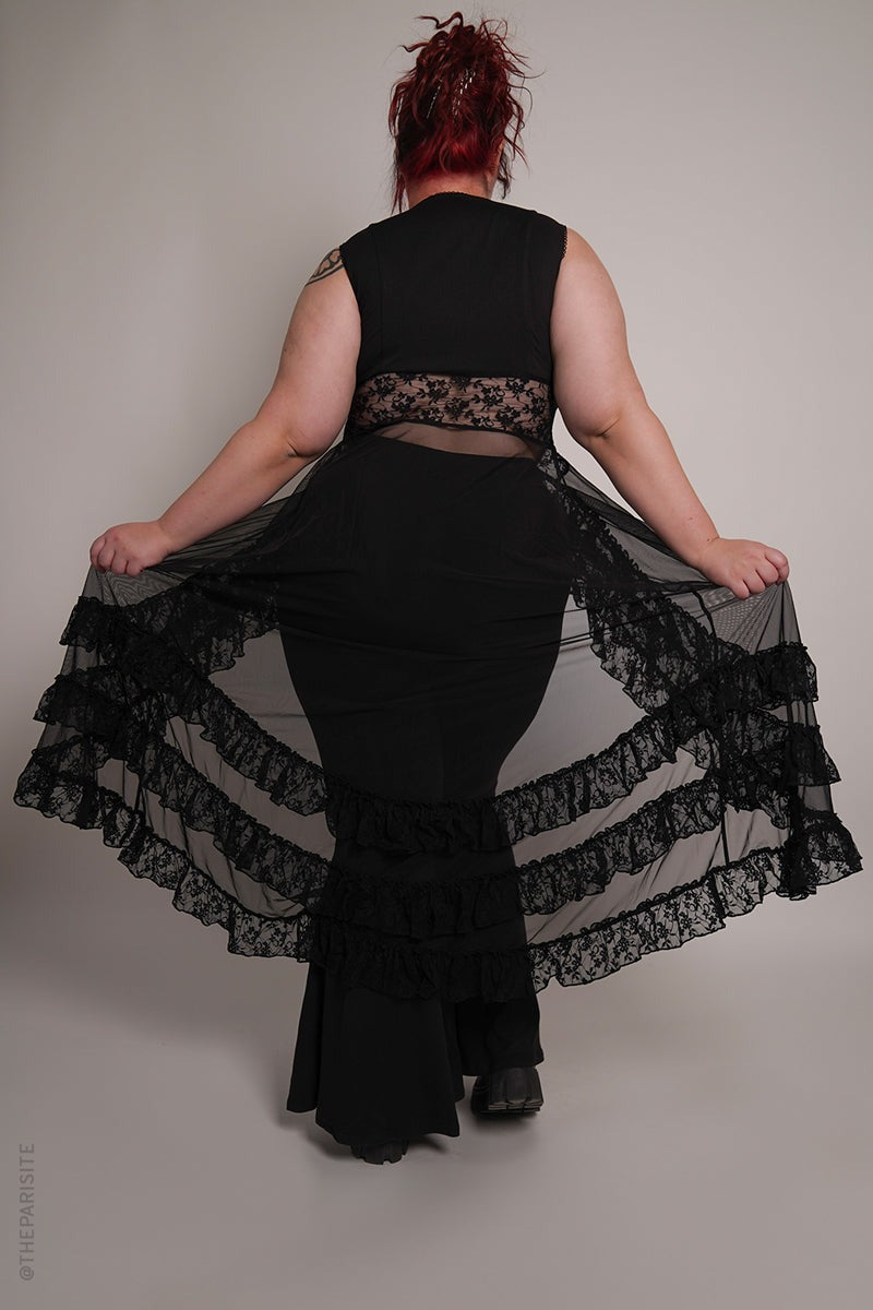 womens long ruffled whimsical gothic 90s grunge cardigan 