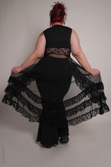 womens long ruffled whimsical gothic 90s grunge cardigan 