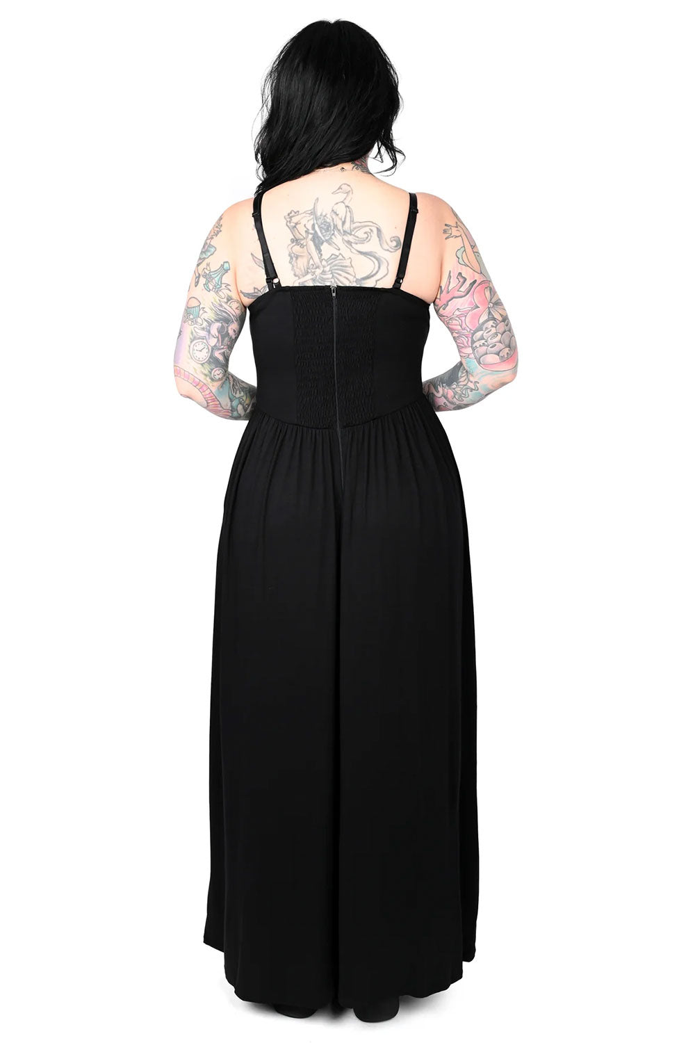 Flowy full length maxi dress with zipper back