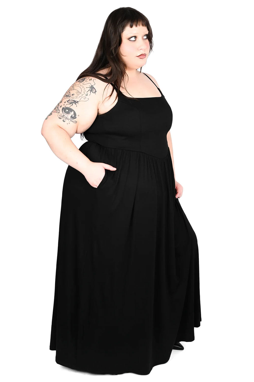 Goth plus size dress with pockets