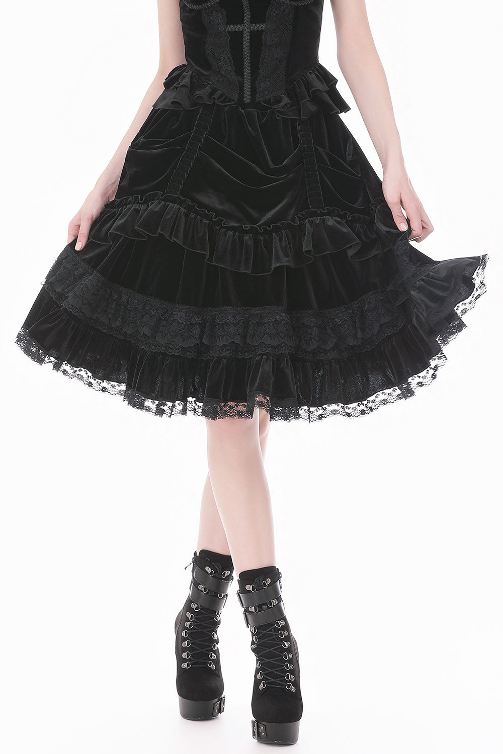 Dark In Love layered skirt with lace and ruffles