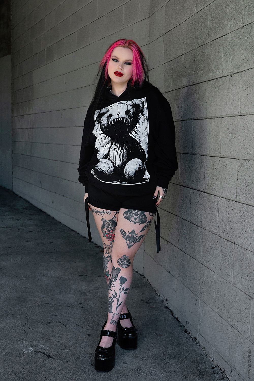 emo horror graphic bear hoodie
